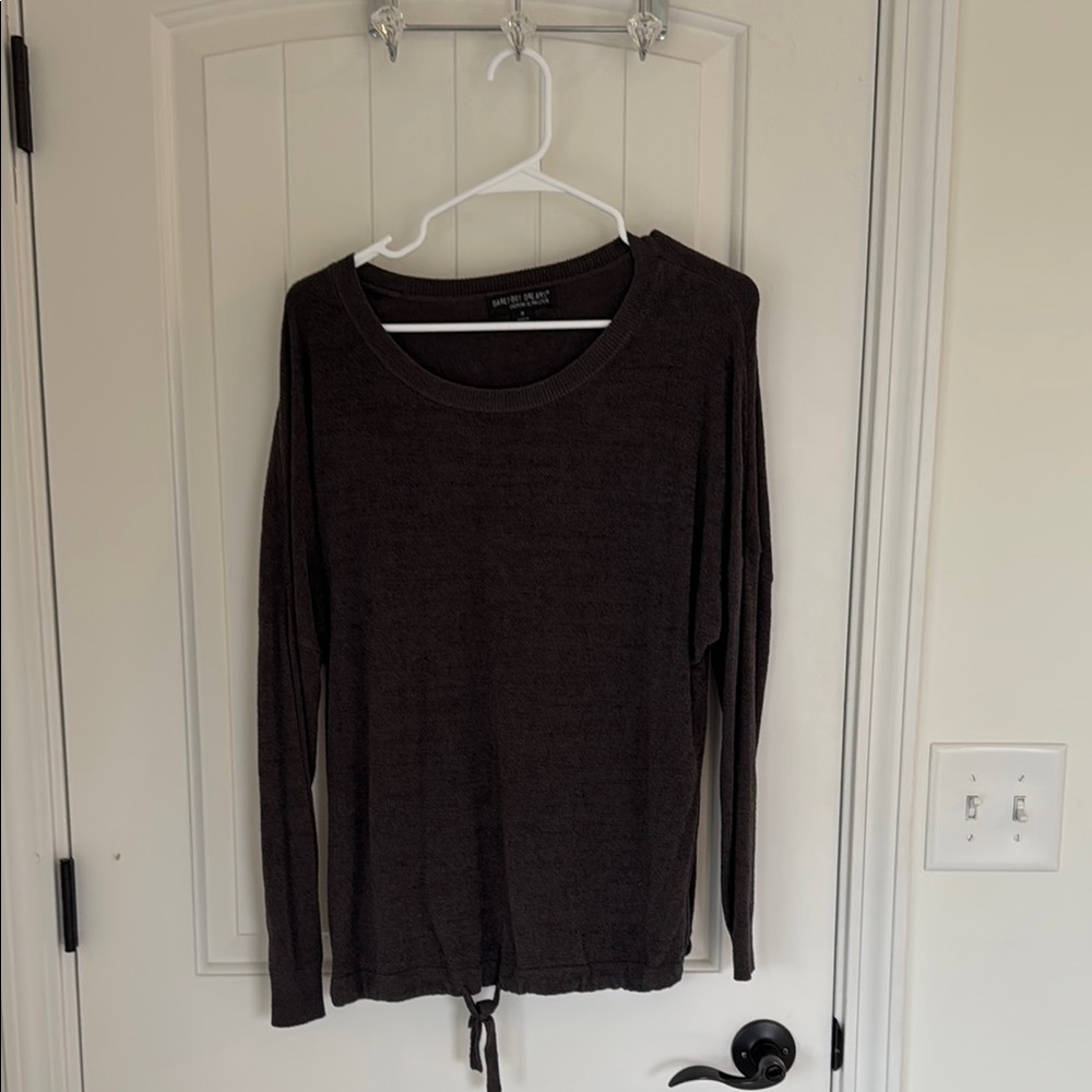 Barefoot Dreams Gray Relaxed Tie Front shirt
